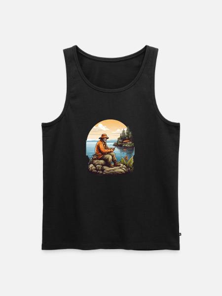 Fischermann Angler - Männer Premium Bio Tank Top - Schwarz