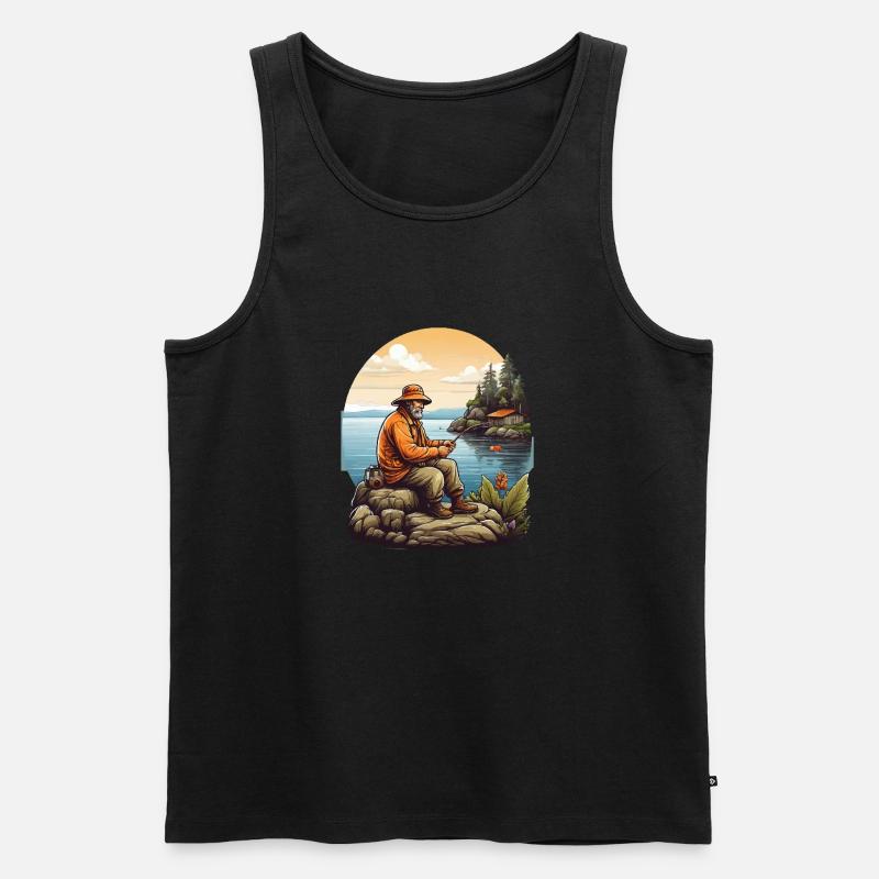 Fischermann Angler - Männer Premium Bio Tank Top - Schwarz