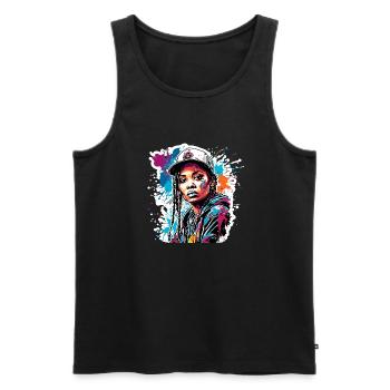 Rapper / Hip Hop / Song / Cool / Rhymes / Beat - Men's Premium Organic Tank Top - black - Front - Michal (187cm)