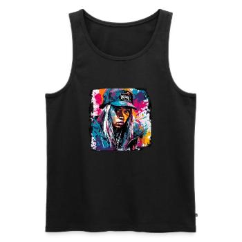Rapper / Hip Hop / Song / Cool / Rhymes / Beat - Men's Premium Organic Tank Top - black - Front - AI Model Male 178 light (178cm)