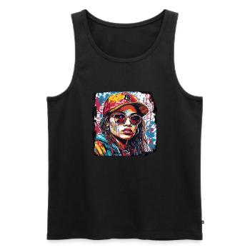 Rapper / Hip Hop / Song / Cool / Rhymes / Beat - Men's Premium Organic Tank Top - black - Front - Michal (187cm)