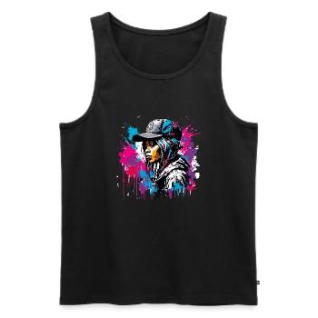 Rapper / Hip Hop / Song / Cool / Rhymes / Beat - Men's Premium Organic Tank Top - black - Front - Michal (187cm)