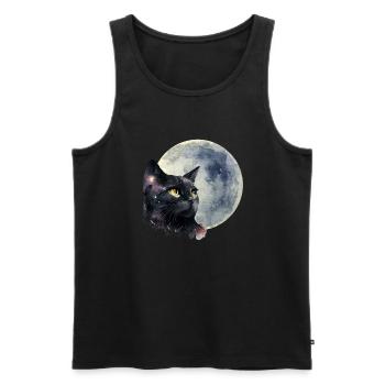 Chat de la lune - Débardeur bio Premium Homme - noir - Devant - AI Model Male 178 light (178cm)