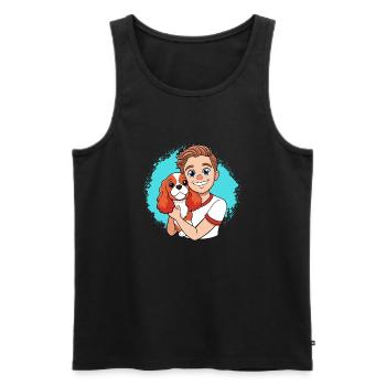 Cavalier King Charles Spaniel Cuddling with Human - Men's Premium Organic Tank Top - black - Front - Michal (187cm)