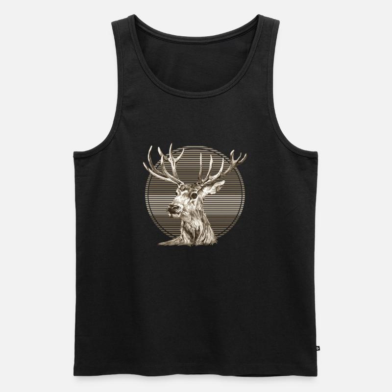 Hirsch - Männer Premium Bio Tank Top - Schwarz