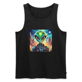 Firefly personnage drole extraterrestre 28830 - Débardeur bio Premium Homme - noir - Devant - AI Model Male 178 light (178cm)