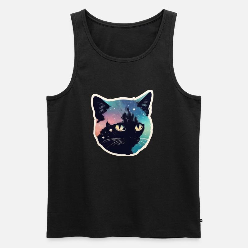 Katze in den Sternen - Männer Premium Bio Tank Top - Schwarz