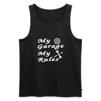 Garage - Männer Premium Bio Tank Top - Schwarz - Vorne - Michal (187cm)