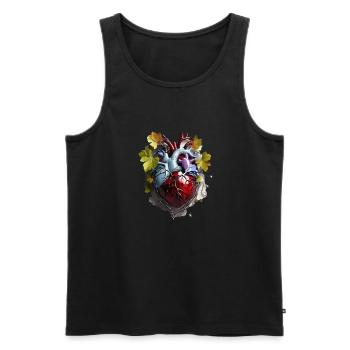 Weintrauben Herz - Männer Premium Bio Tank Top - Schwarz - Vorne - Michal (187cm)