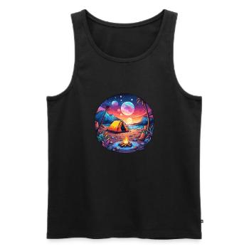 Wald / Wild / Zelt / Wildnis / Bäume / Life - Männer Premium Bio Tank Top - Schwarz - Vorne - Michal (187cm)