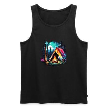 Wald / Wild / Zelt / Wildnis / Bäume / Life - Männer Premium Bio Tank Top - Schwarz - Vorne - Michal (187cm)