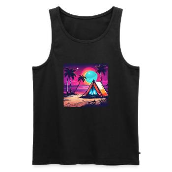 Wald / Wild / Zelt / Wildnis / Bäume / Life - Männer Premium Bio Tank Top - Schwarz - Vorne - Michal (187cm)