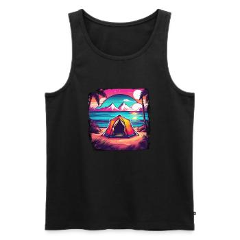 Wald / Wild / Zelt / Wildnis / Bäume / Life - Männer Premium Bio Tank Top - Schwarz - Vorne - Michal (187cm)