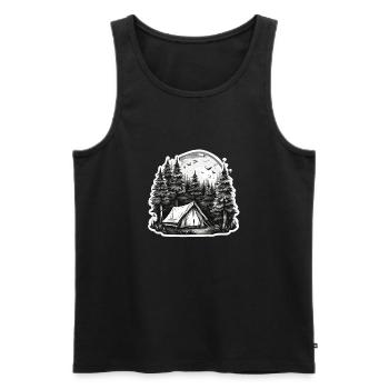 Wald / Wild / Zelt / Wildnis / Bäume / Life - Männer Premium Bio Tank Top - Schwarz - Vorne - Michal (187cm)