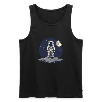 Fond de lune d’astéroïde frontal d’astronaute - Débardeur bio Premium Homme - noir - Devant - AI Model Male 178 light (178cm)