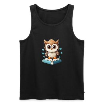 Eule lesen Bücher - Männer Premium Bio Tank Top - Schwarz - Vorne - AI Model Male 178 light (178cm)
