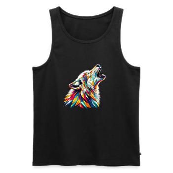 Farbiger Polygon Wolf - Männer Premium Bio Tank Top - Schwarz - Vorne - AI Model Male 178 light (178cm)