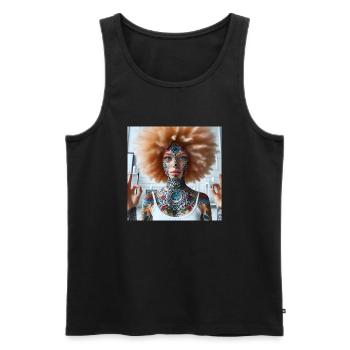 Afro Yoga 2 - Männer Premium Bio Tank Top - Schwarz - Vorne - Michal (187cm)