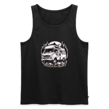 Camping-car / Camping-car / camping / Roadtrip / Voyage - Débardeur bio Premium Homme - noir - Devant - Michal (187cm)