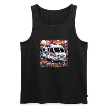 Camping-car / Camping-car / camping / Roadtrip / Voyage - Débardeur bio Premium Homme - noir - Devant - Michal (187cm)