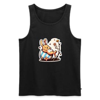 Lapin de Pâques paresseux et mignon - Débardeur bio Premium Homme - noir - Devant - AI Model Male 178 light (178cm)