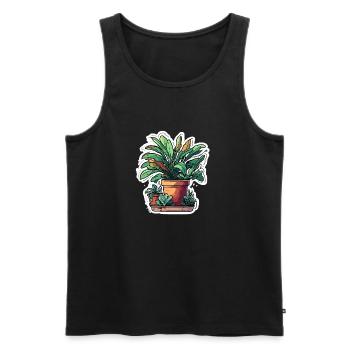 Plante d’intérieur / Plante en pot / Décoration / Pot - Débardeur bio Premium Homme - noir - Devant - Michal (187cm)