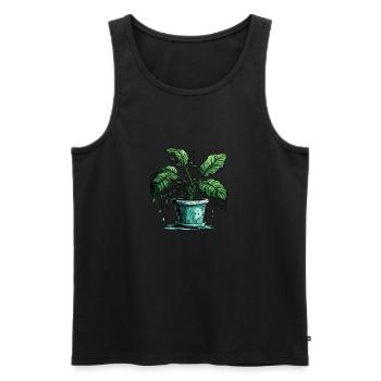Plante d’intérieur / Plante en pot / Décoration / Pot - Débardeur bio Premium Homme - noir - Devant - Michal (187cm)