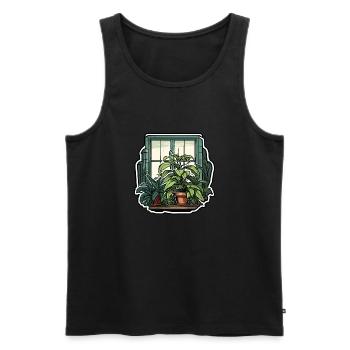 Zimmerpflanze / Topfpflanze / Dekoration / Topf - Männer Premium Bio Tank Top - Schwarz - Vorne - AI Model Male 178 light (178cm)
