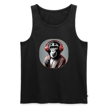 Monkey loves Music 2 - Männer Premium Bio Tank Top - Schwarz - Vorne - Michal (187cm)