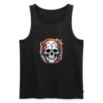 Crâne / Crâne / Squelette / Gothique / Tatouage - Débardeur bio Premium Homme - noir - Devant - Michal (187cm)