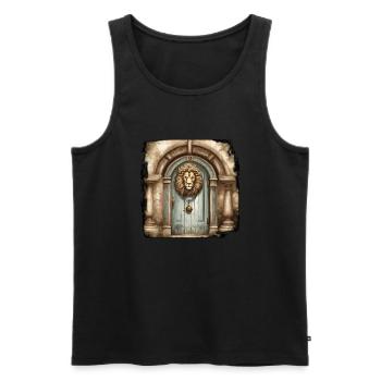 Löwenkopf / Türklopfer / Klingel / Antik / alt - Männer Premium Bio Tank Top - Schwarz - Vorne - Michal (187cm)