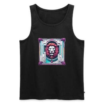 Löwenkopf / Türklopfer / Klingel / Antik / alt - Männer Premium Bio Tank Top - Schwarz - Vorne - Michal (187cm)