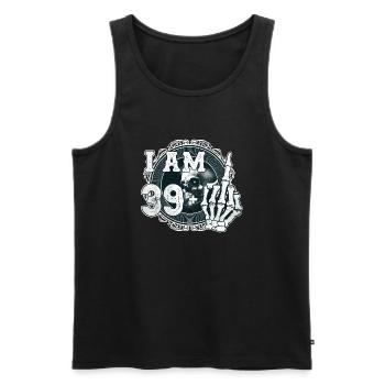 Ich bin 39 plus 1 Mittelfinger Totenkopf lustig 40. - Männer Premium Bio Tank Top - Schwarz - Vorne - AI Model Male 178 light (178cm)