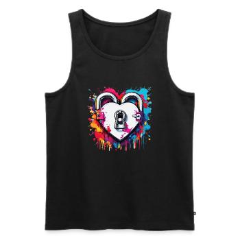 Shoulder Lock / Key / Heart Lock / Motif - Men's Premium Organic Tank Top - black - Front - AI Model Male 178 light (178cm)