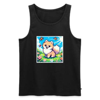 Pixel-Pom - Männer Premium Bio Tank Top - Schwarz - Vorne - AI Model Male 178 light (178cm)