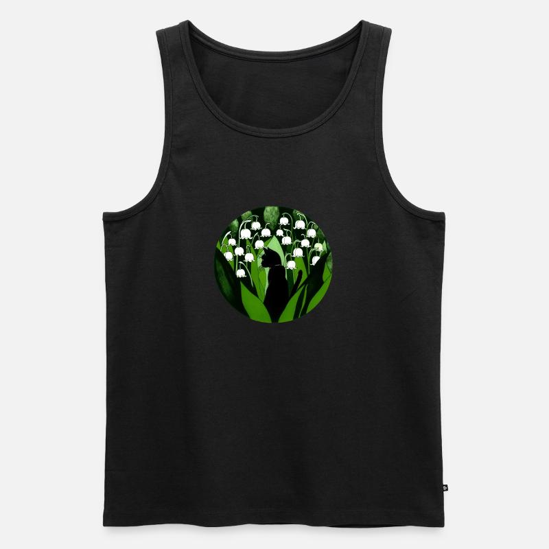Schwarze Katze Maiglöckchen - Männer Premium Bio Tank Top - Schwarz