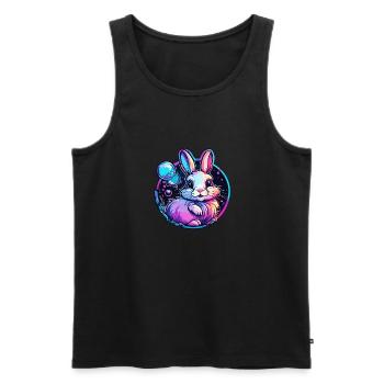 Tier in Seifenblase / kindlich / niedlich / Hase - Männer Premium Bio Tank Top - Schwarz - Vorne - Michal (187cm)