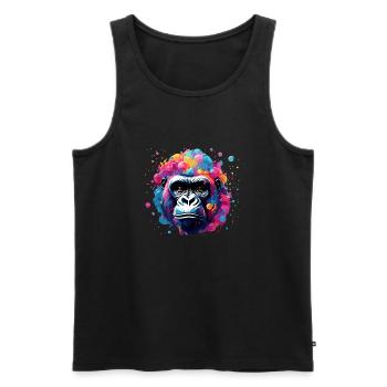 Animal dans une bulle de savon / enfantin / mignon / gorille - Débardeur bio Premium Homme - noir - Devant - Michal (187cm)
