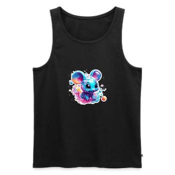 Animal in Soap Bubble / Childlike / Cute / Mouse - Men's Premium Organic Tank Top - black - Front - Michal (187cm)