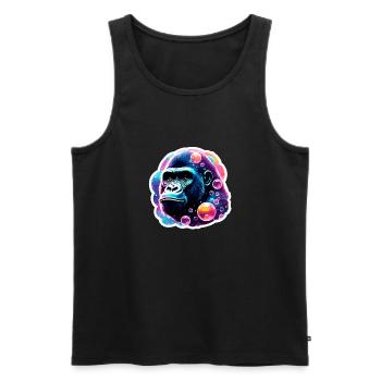 Animal dans une bulle de savon / enfantin / mignon / gorille - Débardeur bio Premium Homme - noir - Devant - Michal (187cm)