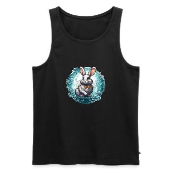 Tier in Seifenblase / kindlich / niedlich / Hase - Männer Premium Bio Tank Top - Schwarz - Vorne - Michal (187cm)