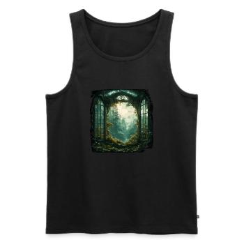 Window in the Forest / Trees / View / Wilderness - Men's Premium Organic Tank Top - black - Front - AI Model Male 178 light (178cm)
