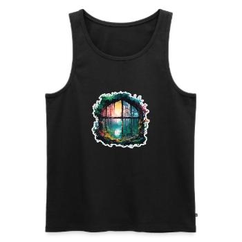 Window in the Forest / Trees / View / Wilderness - Men's Premium Organic Tank Top - black - Front - AI Model Male 178 light (178cm)