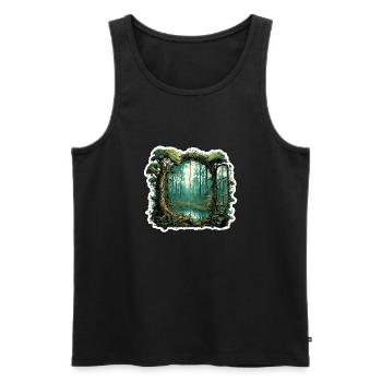 Window in the Forest / Trees / View / Wilderness - Men's Premium Organic Tank Top - black - Front - AI Model Male 178 light (178cm)