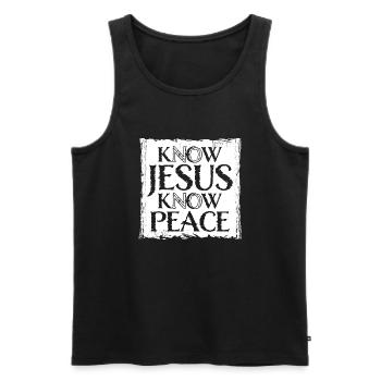 Erkenne Jesus, kenne den Frieden, keinen Hass, die christliche Bibel Liebe - Männer Premium Bio Tank Top - Schwarz - Vorne - Michal (187cm)