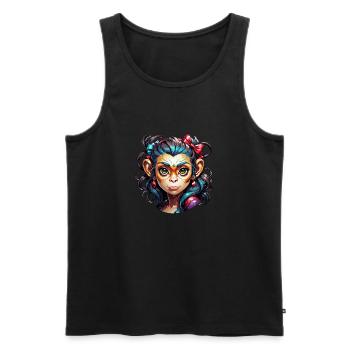 Cute Monkey / Monkey Girl / Cute / Hair Bow - Men's Premium Organic Tank Top - black - Front - AI Model Male 178 light (178cm)