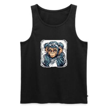 Cute Monkey / Monkey Girl / Cute / Hair Bow - Men's Premium Organic Tank Top - black - Front - AI Model Male 178 light (178cm)