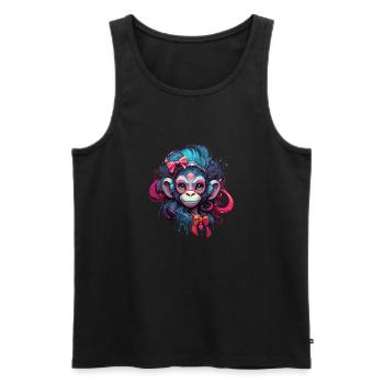 Cute Monkey / Monkey Girl / Cute / Hair Bow - Men's Premium Organic Tank Top - black - Front - AI Model Male 178 light (178cm)