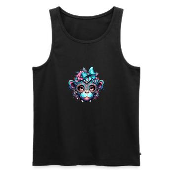 Cute Monkey / Monkey Girl / Cute / Hair Bow - Men's Premium Organic Tank Top - black - Front - AI Model Male 178 light (178cm)