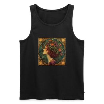Junges Mädchen mit Blumenkranz - Männer Premium Bio Tank Top - Schwarz - Vorne - Michal (187cm)